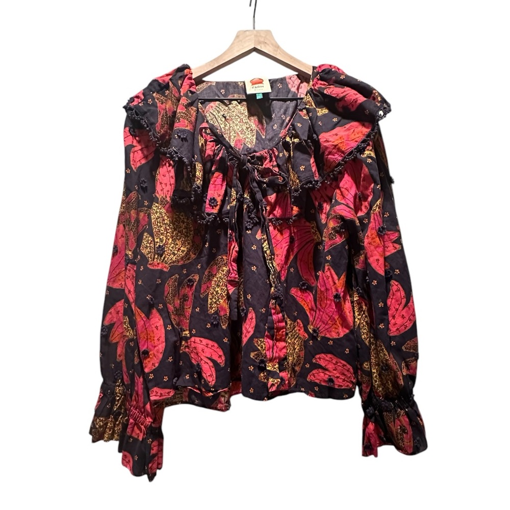 FARM Rio Patchwork Bananas Blouse Size Large - Picture 8 of 10